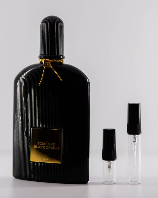 Black Orchid with 2ml and 5ml decant bottles