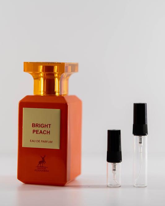 Bright Peach with 2ml and 5ml decant bottles