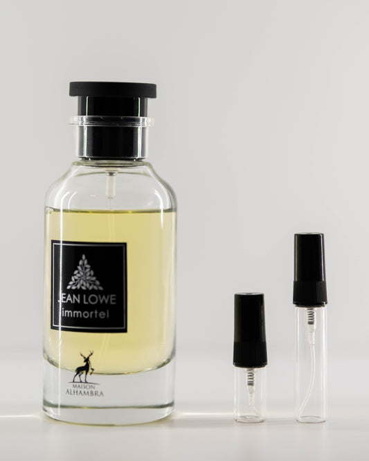 Jean Lowe Immortal with 2ml and 5ml decant bottles