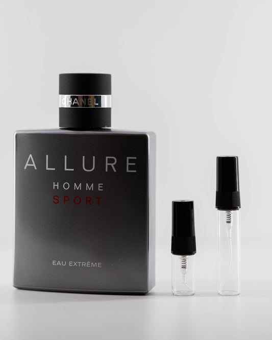 Chanel Allure Homme Sport Eau Extreme with 2ml and 5ml decant bottles