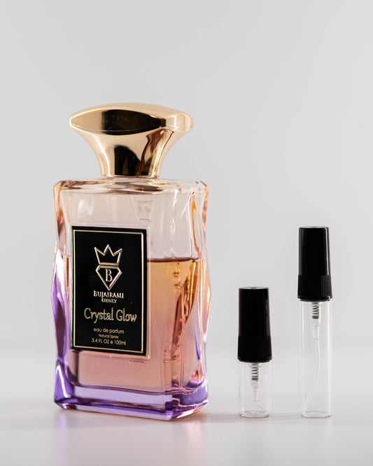 Bujairami Crystal Glow with 2ml and 5ml decant bottles