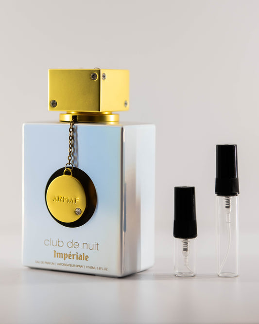 Club De Nuit Imperiale with 2ml and 5ml decant bottles