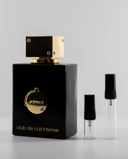 Club De Nuit Intense Women with 2ml and 5ml decant bottles
