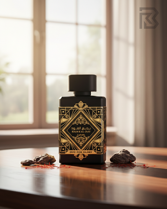 Oud For Glory perfume bottle lifestyle shot